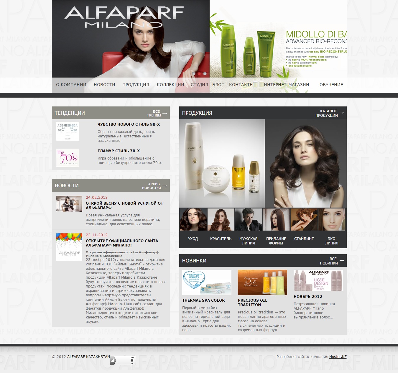 сайт-каталог итальянской косметики alfaparf milano